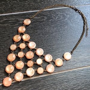 Bauble Bib Chunky Peach Iridescent Necklace